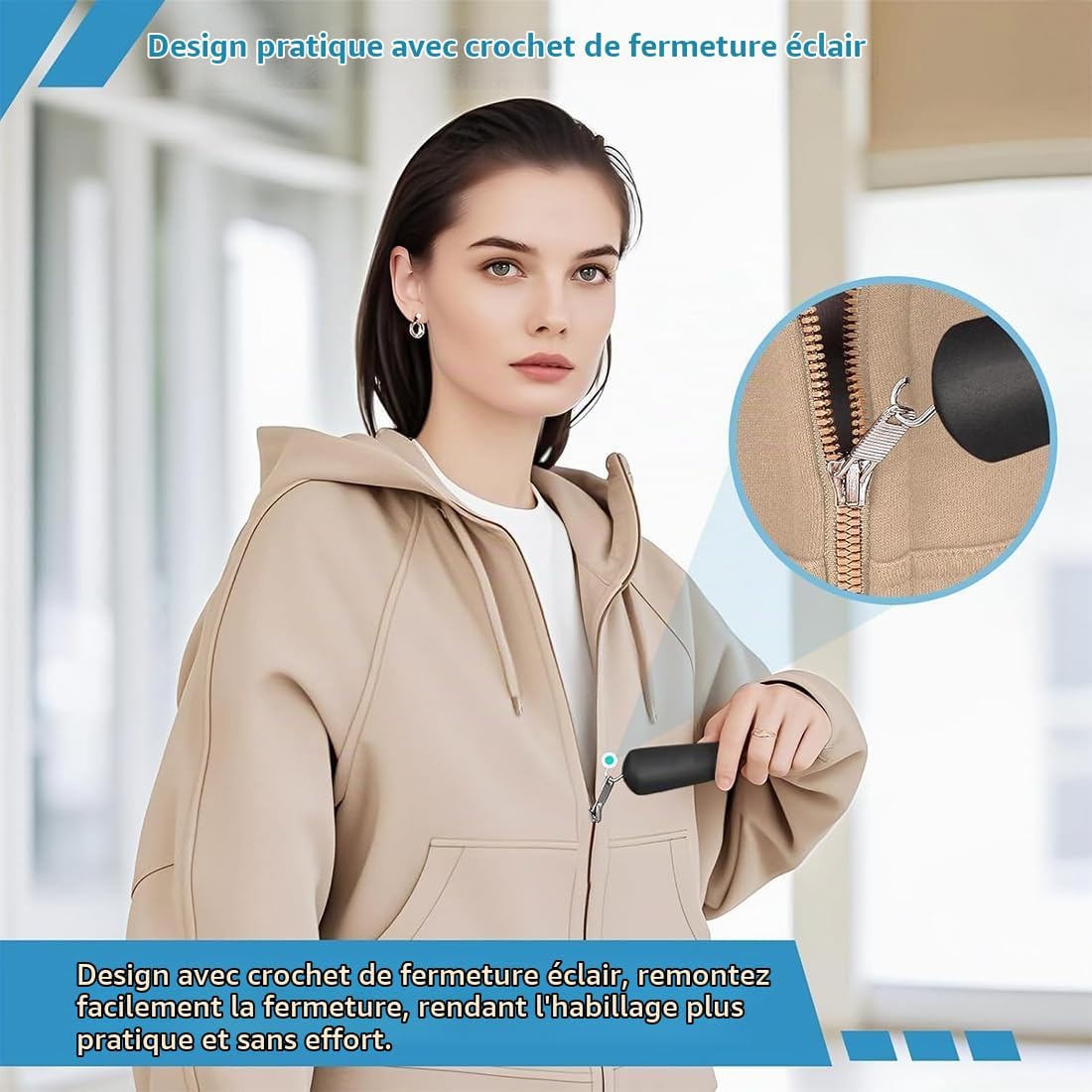 Aide pour Boutons et Enfile-Bouton — Crochet d&rsquo;habillage adapté arthrite et perte de motricité fine