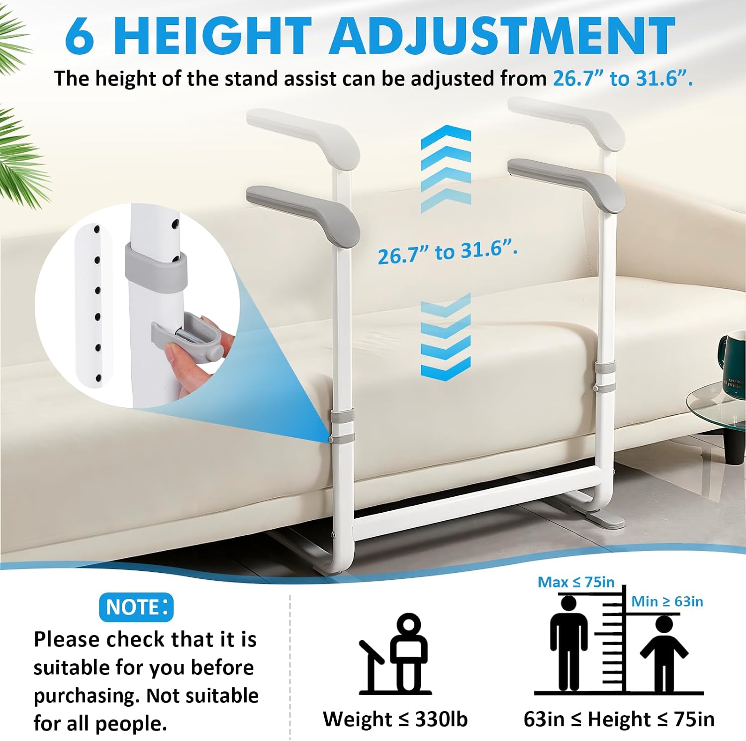 Aide au lever de canape reglable — Support de relevage pour seniors et personnes a mobilite reduite