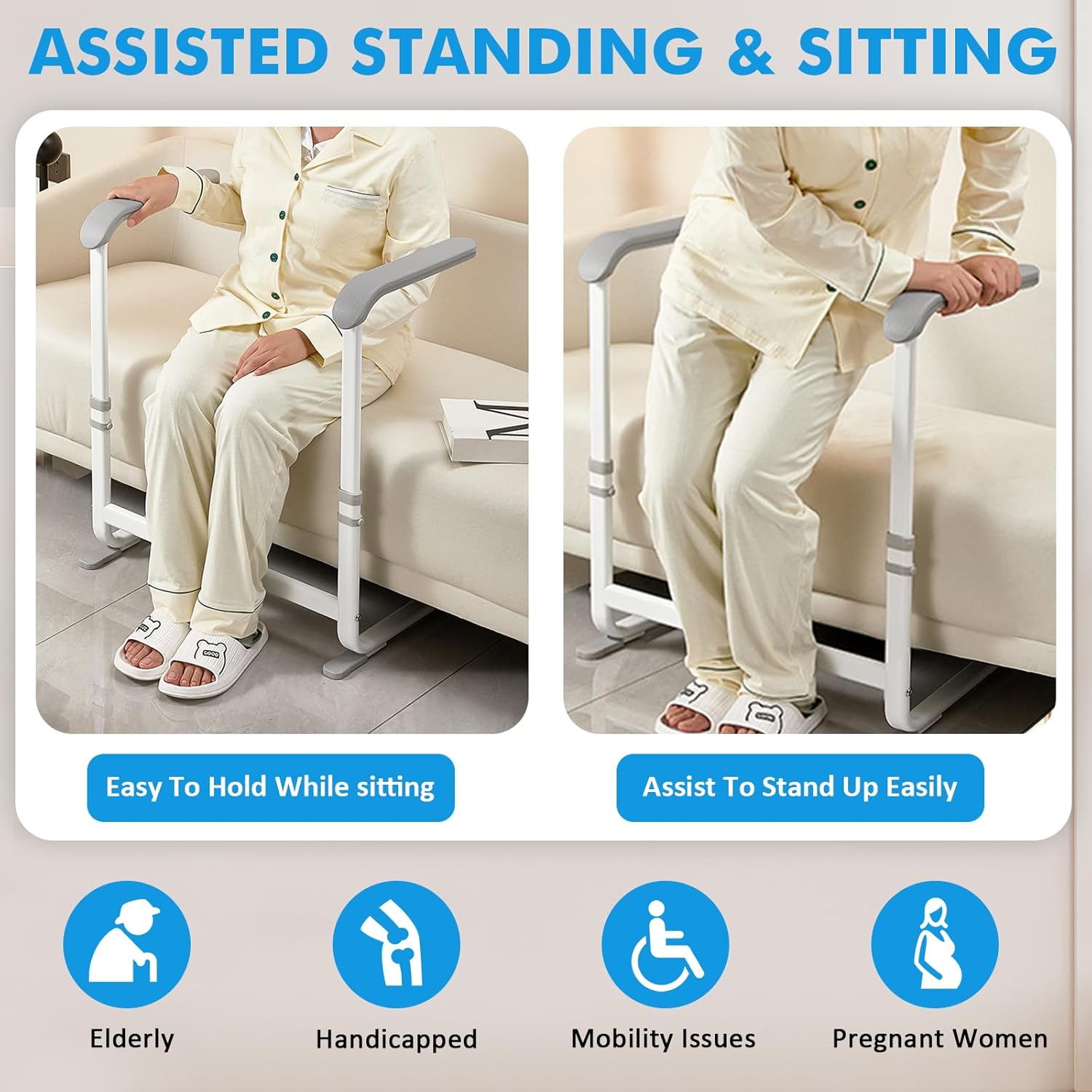 Aide au lever de canape reglable — Support de relevage pour seniors et personnes a mobilite reduite