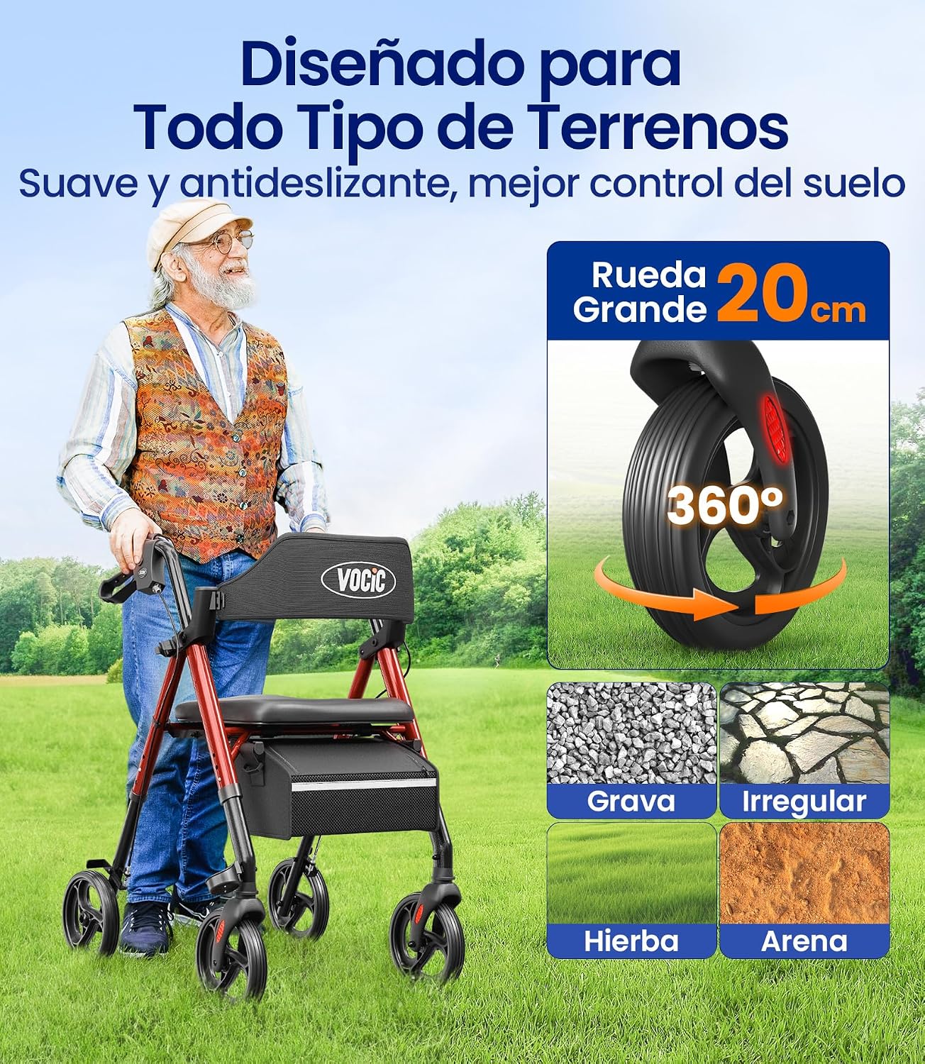 Andador pliable et leger avec siege — Mobilite et confort pour seniors et personnes a mobilite reduite