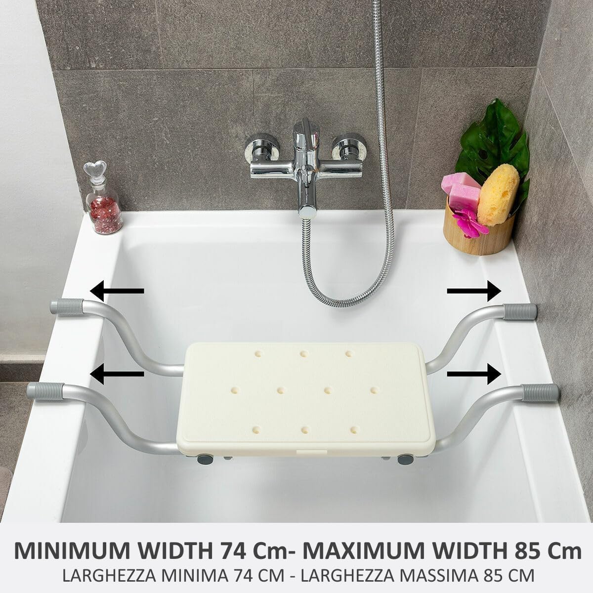 Adjustable Bath Seat 74-85cm — Shower Stool for Elderly and Mobility-Impaired