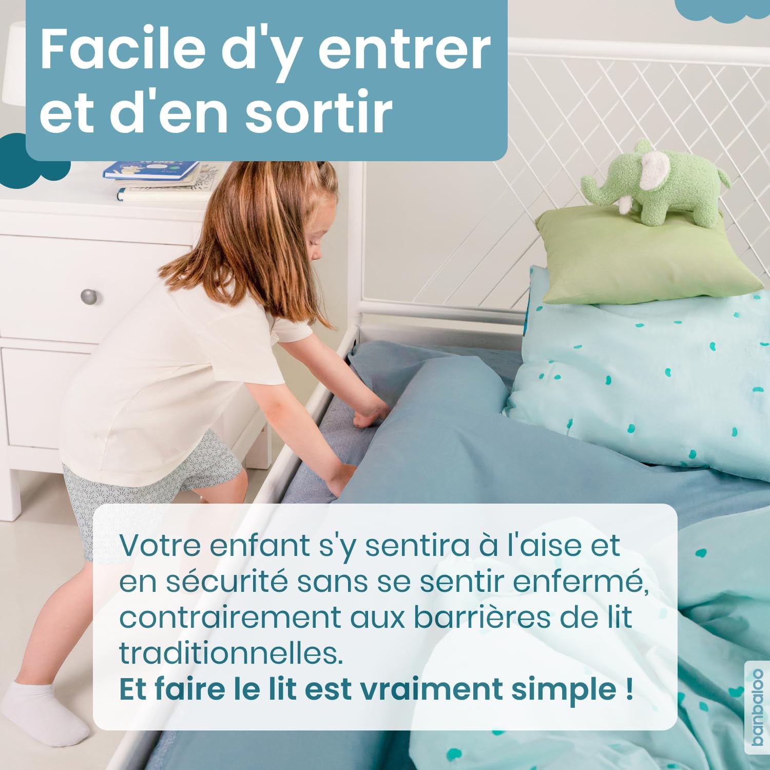 Barriere de lit en mousse Banbaloo – Protection anti-chute pour seniors et enfants
