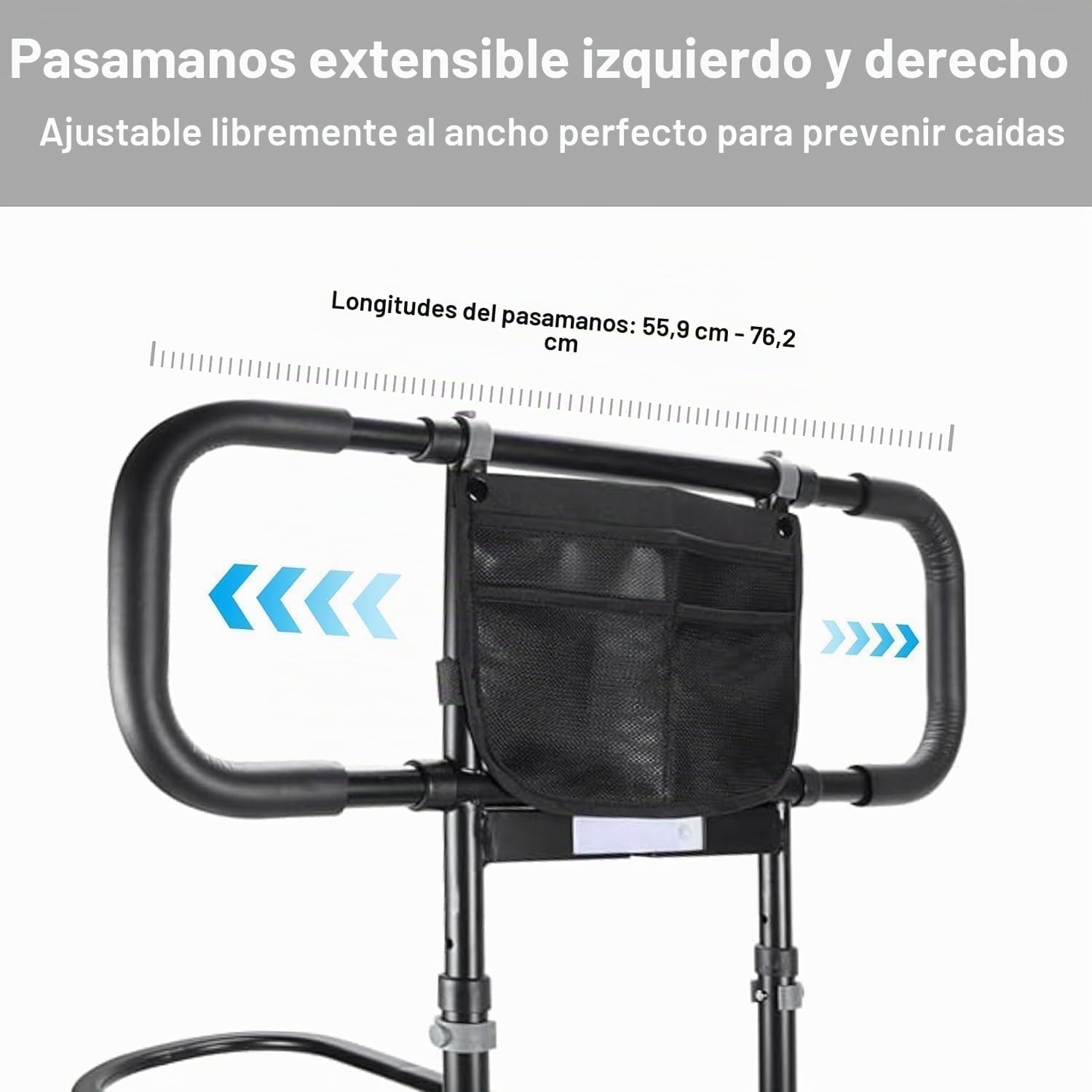Barre d&rsquo;appui de lit reglable avec eclairage LED – Aide au lever pour seniors et personnes a mobilite reduite