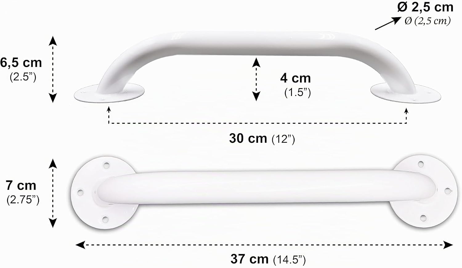 Barre de douche securite 30 cm (lot de 2) — Maintien renforce pour personne agee et handicapee