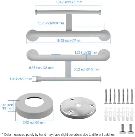 Barre d&rsquo;appui avec porte-papier toilette 2 en 1 – Support de securite inox 40 cm