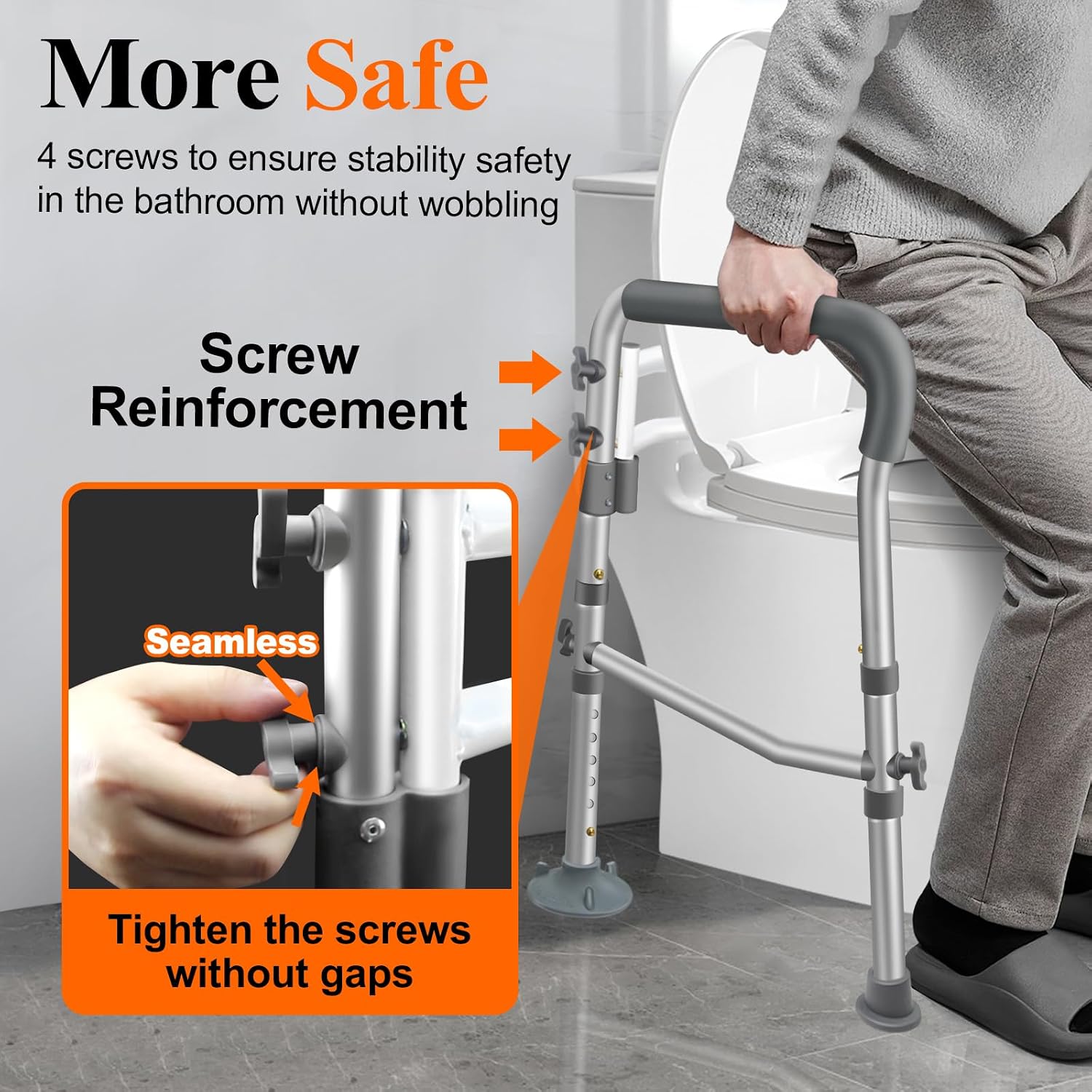 Barre di sicurezza per WC — Supporto stabile e regolabile per anziani e disabili