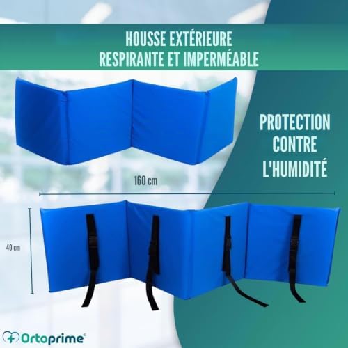 Barrière de lit orthopédique rembourrée — Protection anti-chute pour adulte, senior et enfant (160 cm)