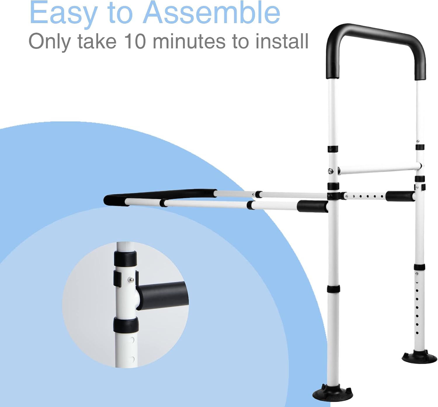 Barriere de lit pour seniors — Aide au lever securisee, hauteur reglable, sans outils