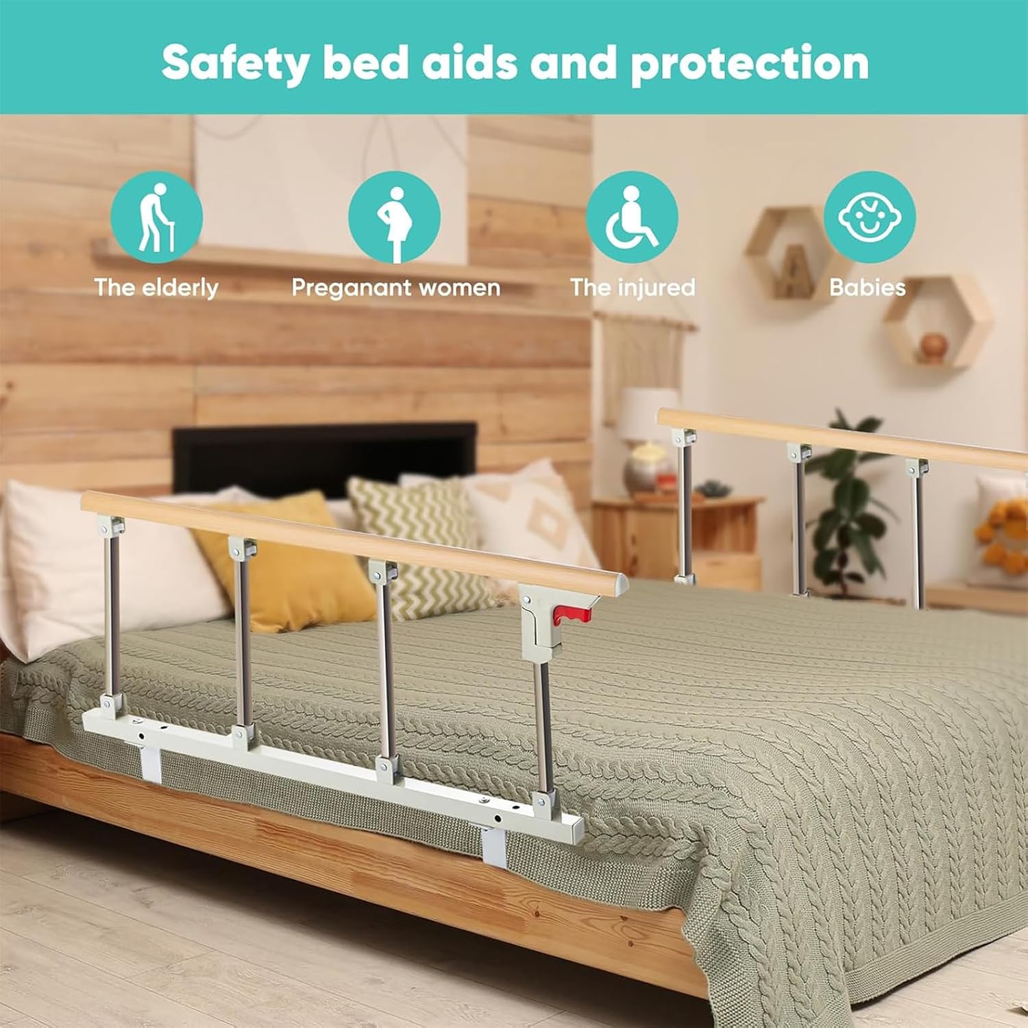 Barrière de Lit pour Seniors 95×45 cm — Protection anti-chute pliable pour personnes âgées et handicapées