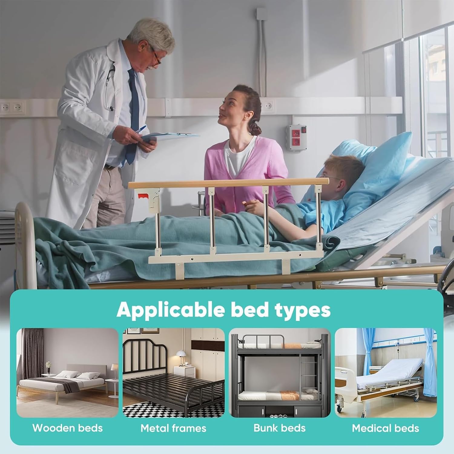 Barrière de Lit pour Seniors 95×45 cm — Protection anti-chute pliable pour personnes âgées et handicapées