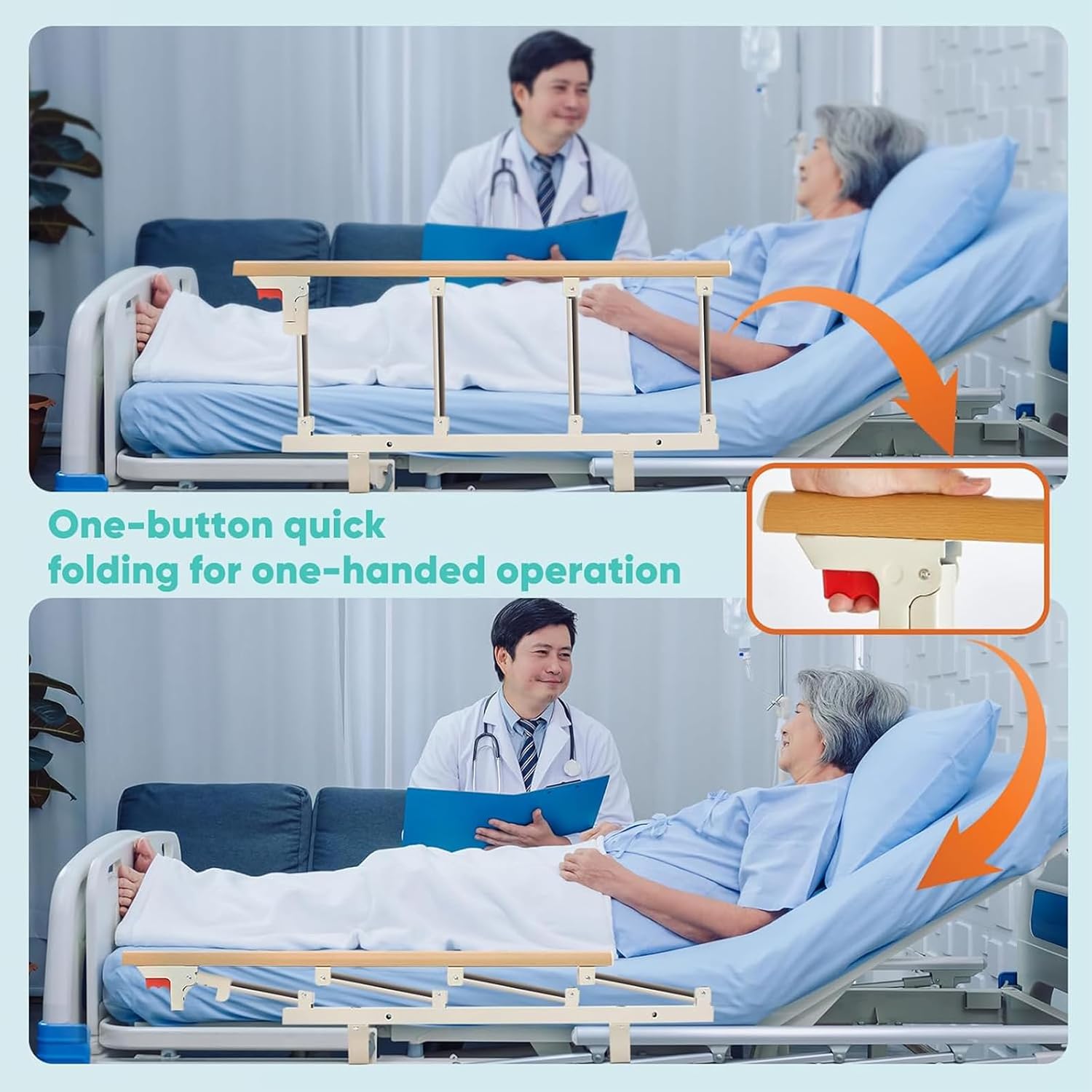 Barrière de Lit pour Seniors 95×45 cm — Protection anti-chute pliable pour personnes âgées et handicapées