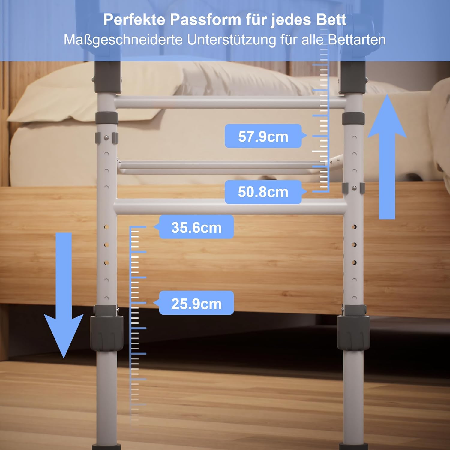 Barriere de lit adulte repliable – Aide au lever avec sac de rangement