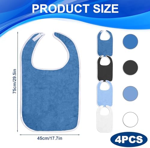 Bavoir adulte imperméable — Protection confortable pour seniors et personnes dépendantes (lot de 4)