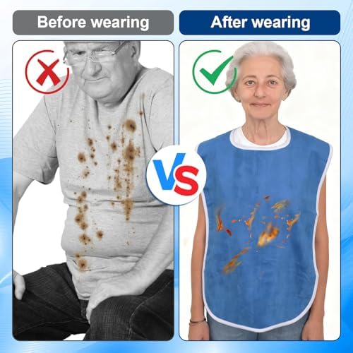 Bavoir adulte imperméable — Protection confortable pour seniors et personnes dépendantes (lot de 4)