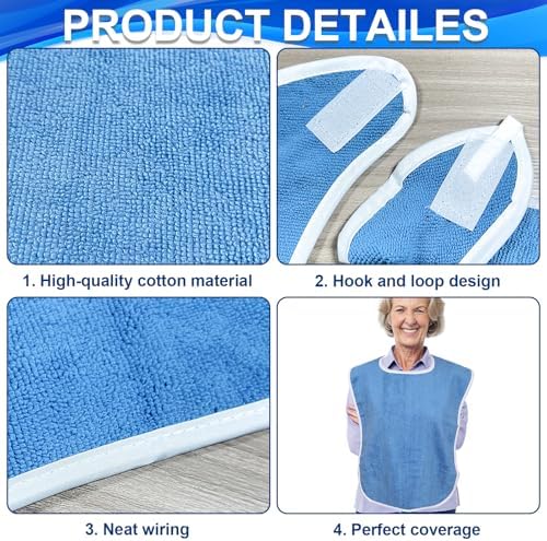 Bavoir adulte imperméable — Protection confortable pour seniors et personnes dépendantes (lot de 4)