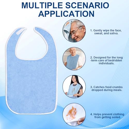 Bavoir adulte imperméable — Protection confortable pour seniors et personnes dépendantes (lot de 4)