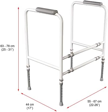 Cadre de toilettes réglable NRS Healthcare – Support 190 kg avec accoudoirs confortables