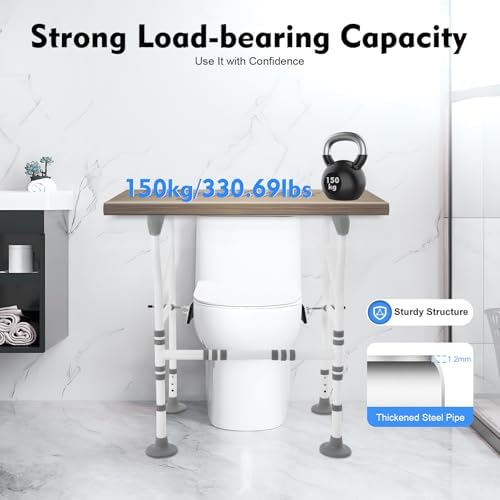 Toilet Safety Frame No Drilling – Foldable Support Rail with Armrests for Elderly