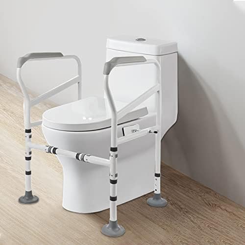Toilet Safety Frame No Drilling – Foldable Support Rail with Armrests for Elderly