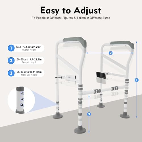 Toilet Safety Frame No Drilling – Foldable Support Rail with Armrests for Elderly