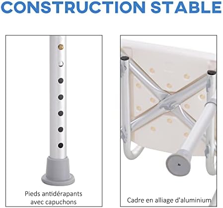 Chaise de douche ergonomique HOMCOM – Siege reglable en hauteur 136 kg