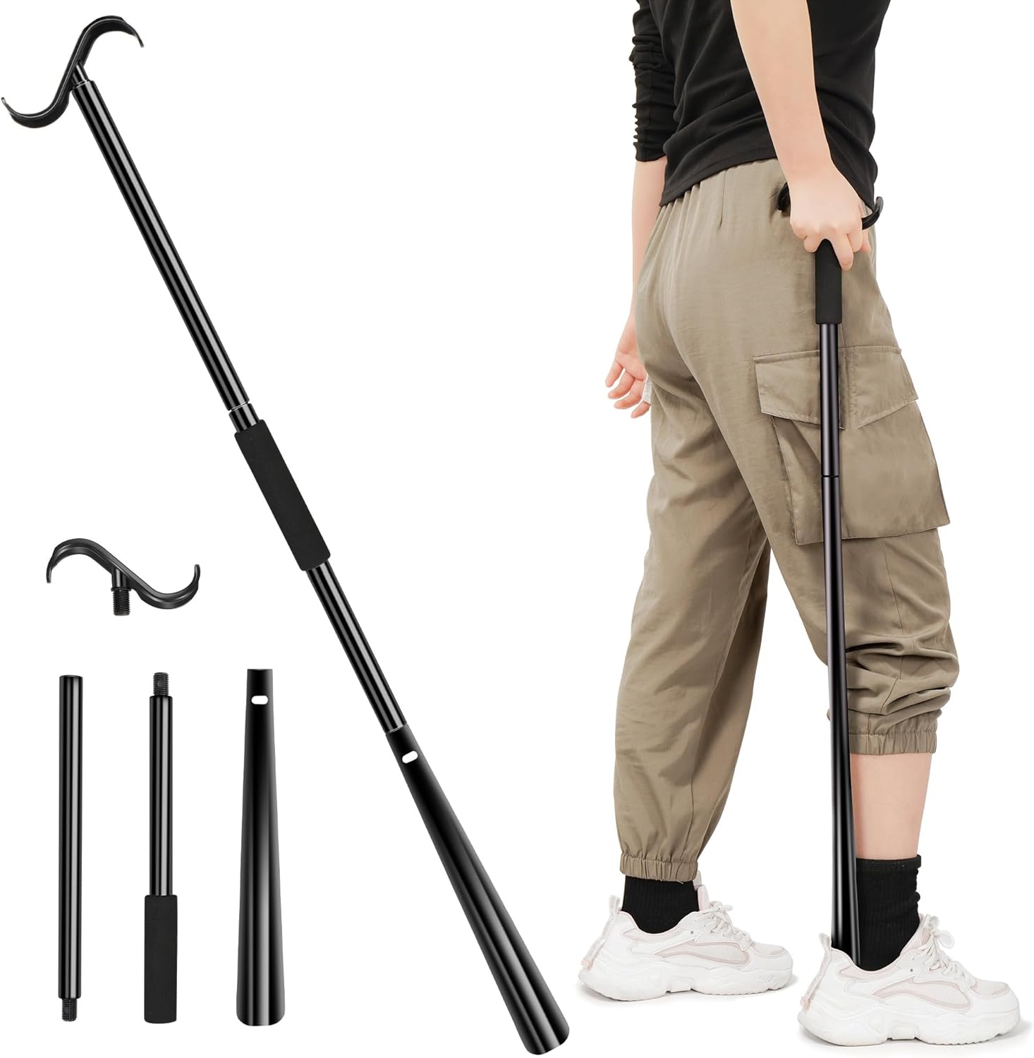 Chausse-pied Extra Long 90 cm 3-en-1 — Aide à l&rsquo;habillage pour seniors, arthrite et mobilité réduite