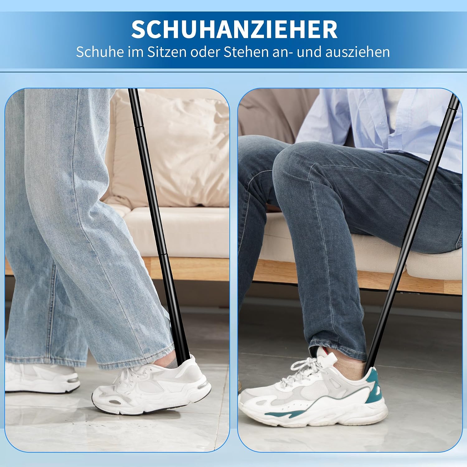 Chausse-pied Extra Long 90 cm 3-en-1 — Aide à l&rsquo;habillage pour seniors, arthrite et mobilité réduite