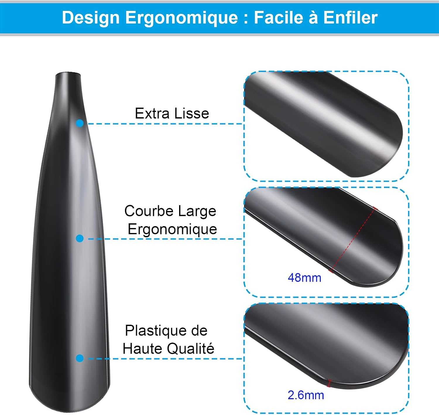 Chausse-pied telescopique 41-97 cm en aluminium — Pour enfiler vos chaussures sans vous pencher