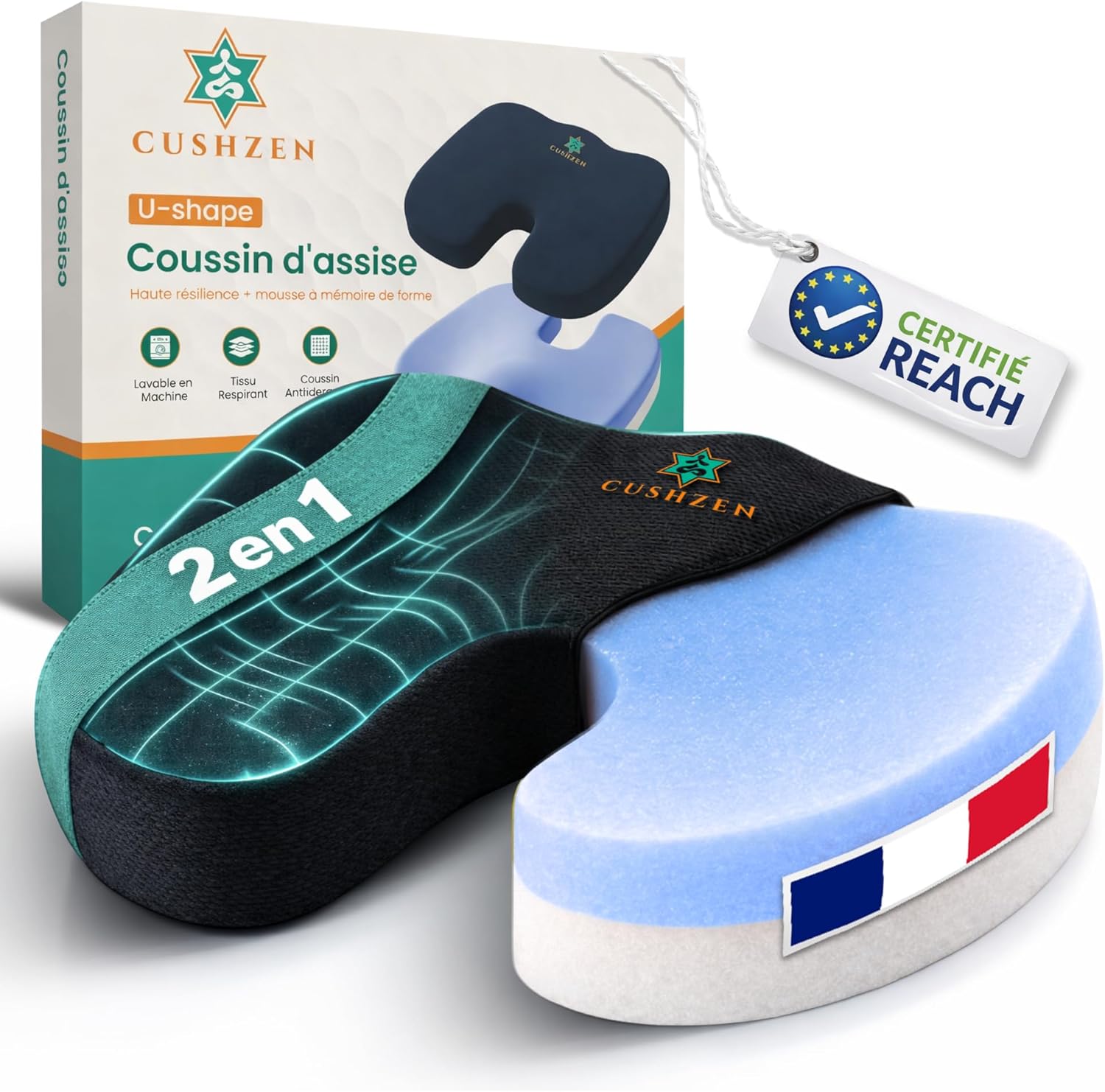 Cuscino coccige Cushzen – Seduta ergonomica per ufficio e auto