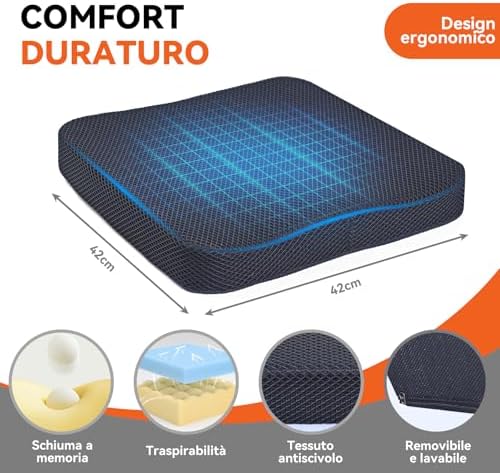 Coussin ergonomique pour fauteuil roulant – Memoire de forme anti-escarres