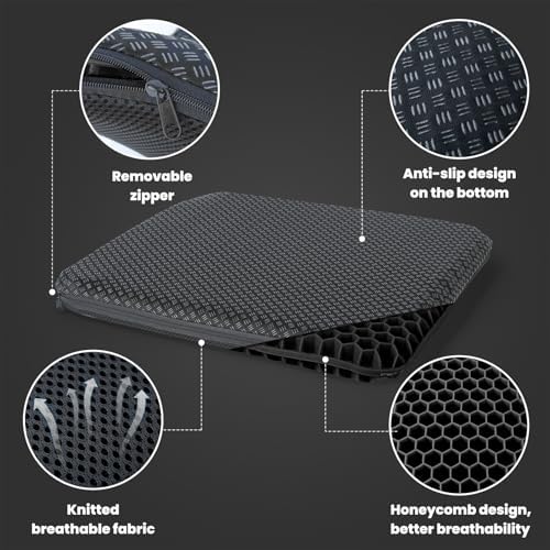 Coussin gel anti-escarres — Confort pour fauteuil roulant, bureau et voiture