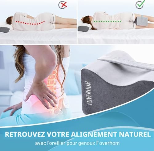Orthopadisches Kniekissen Foverhom – Memory-Schaum mit Halteband gegen Ischias