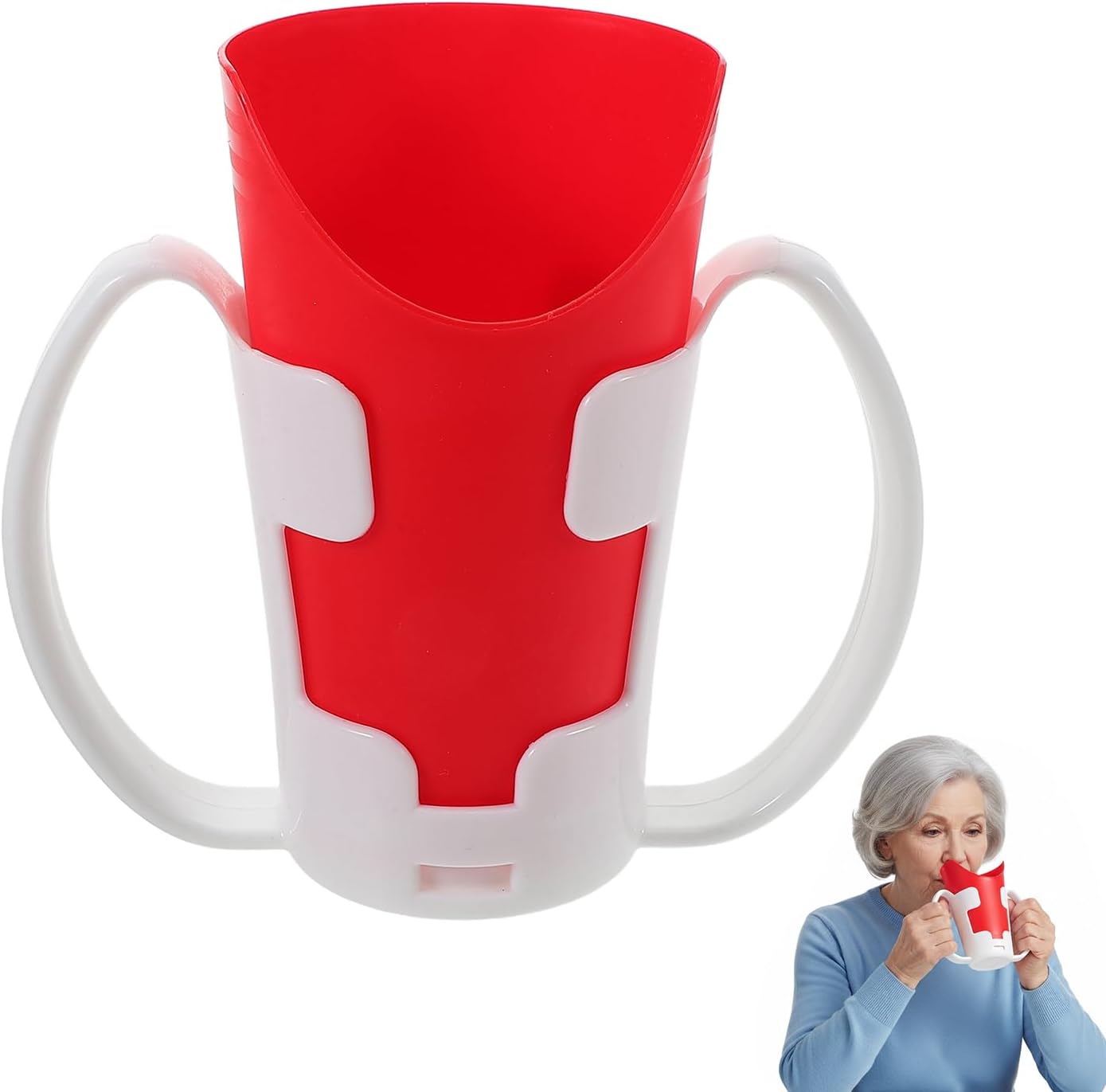Gobelet à découpe nasale avec poignées — Tasse adaptative pour troubles de la déglutition
