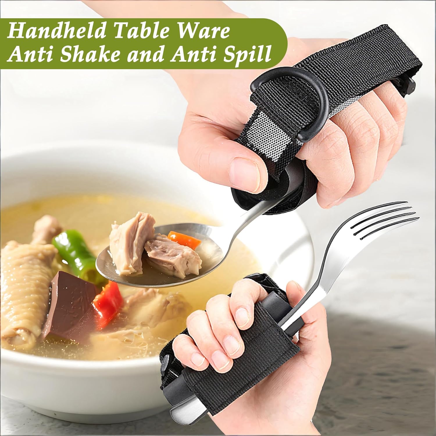 Manchette de maintien pour couverts — Aide au repas adaptee arthrose et Parkinson