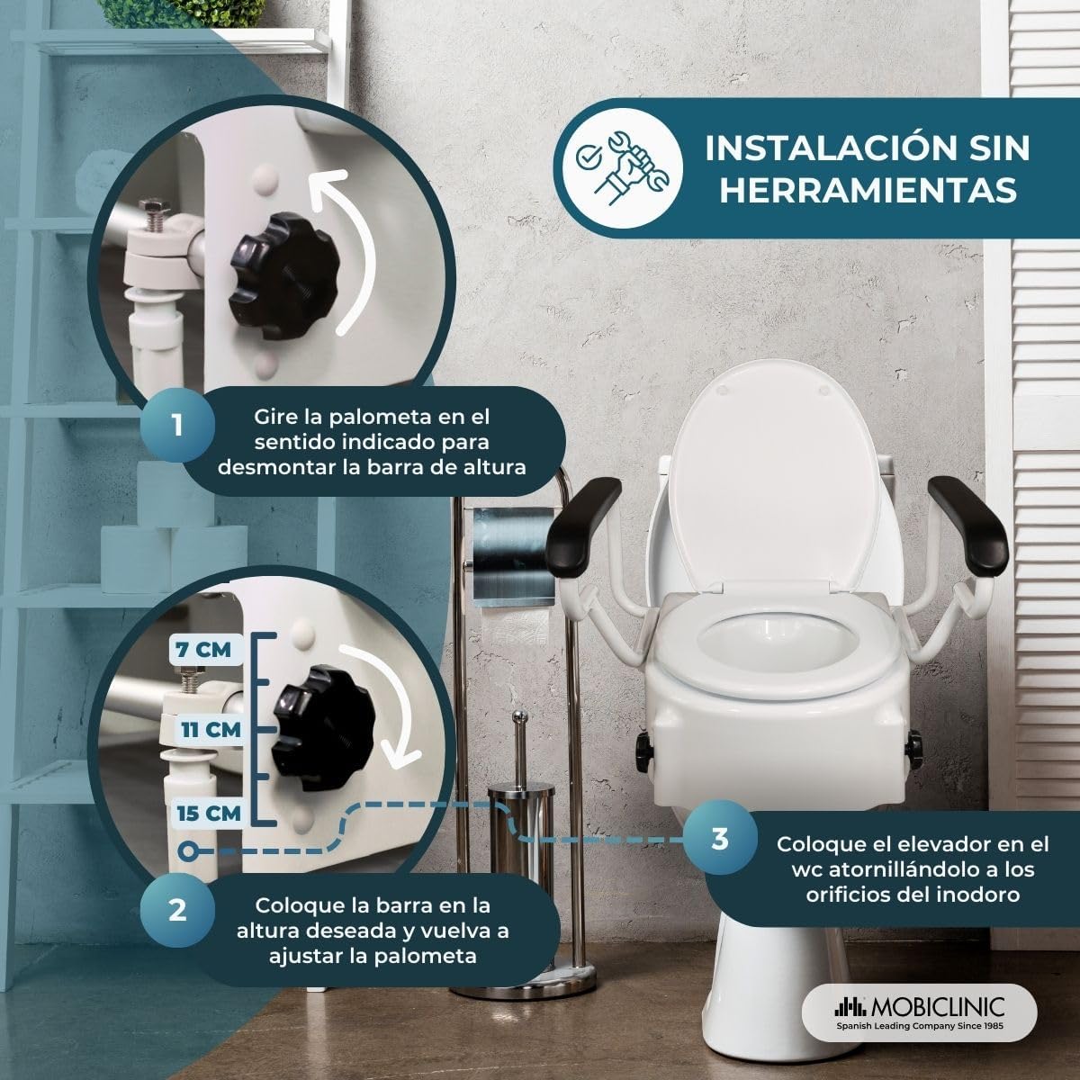 Alza WC con braccioli ribaltabili — Comfort e sicurezza per anziani