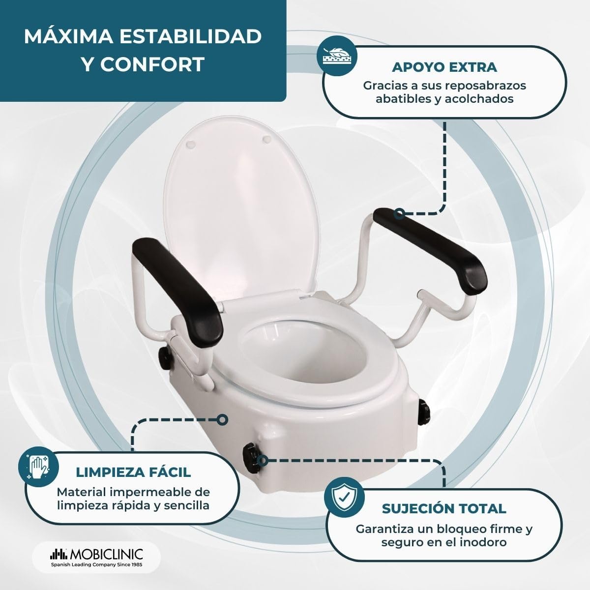 Alza WC con braccioli ribaltabili — Comfort e sicurezza per anziani