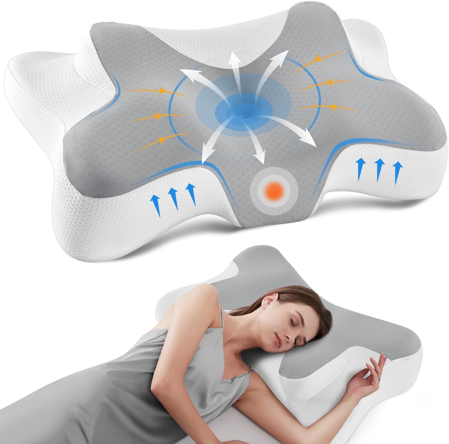 Oreiller cervical DONAMA – Memoire de forme 66x37cm pour douleurs cervicales