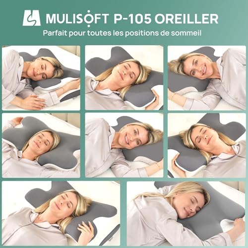 Oreiller cervical papillon MULISOFT – Memoire de forme pour toutes les positions de sommeil