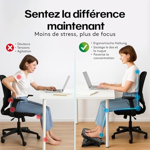 Poggiapiedi ergonomico da scrivania — Comfort e circolazione per lunghe sedute