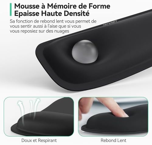 Repose-poignets ergonomique en mousse mémoire — Soulagement du canal carpien et fatigue de frappe