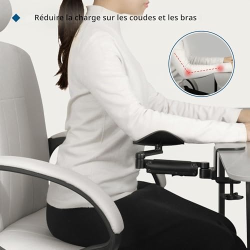 Support de bras ergonomique pivotant 360° — Extension de bureau pour soulager coudes et poignets