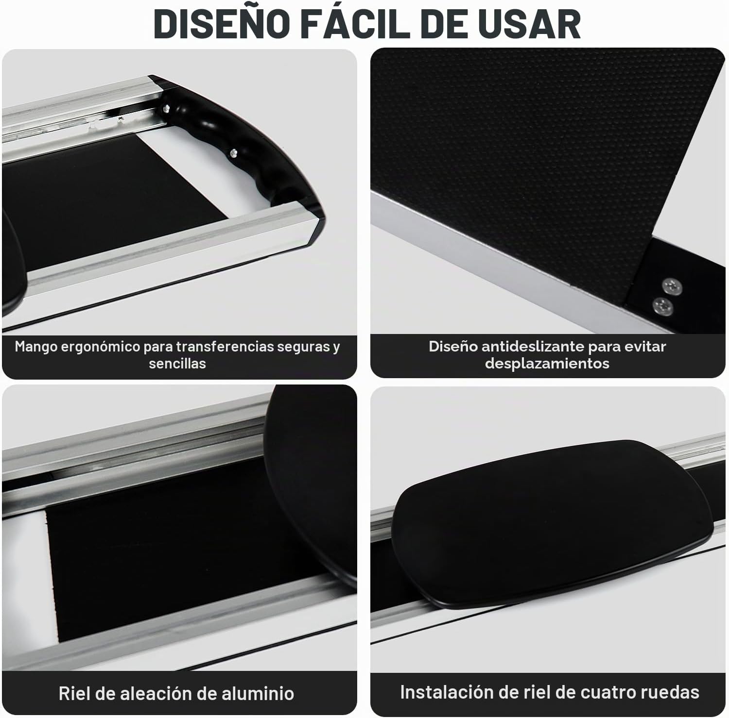 Planche de transfert glissante pour fauteuil roulant — Aide au transfert lit-fauteuil sans effort