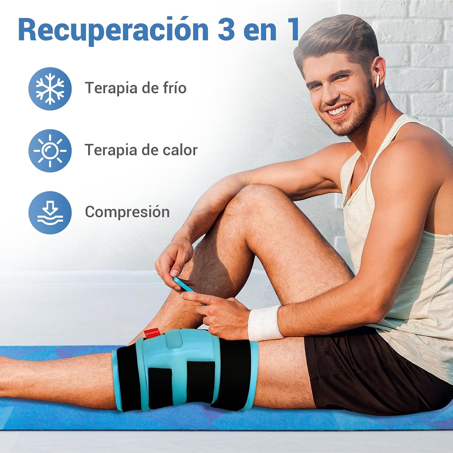 Poche de gel chaud/froid grand format 60×30 cm pour genou — Soulagement integral arthrose et post-operation