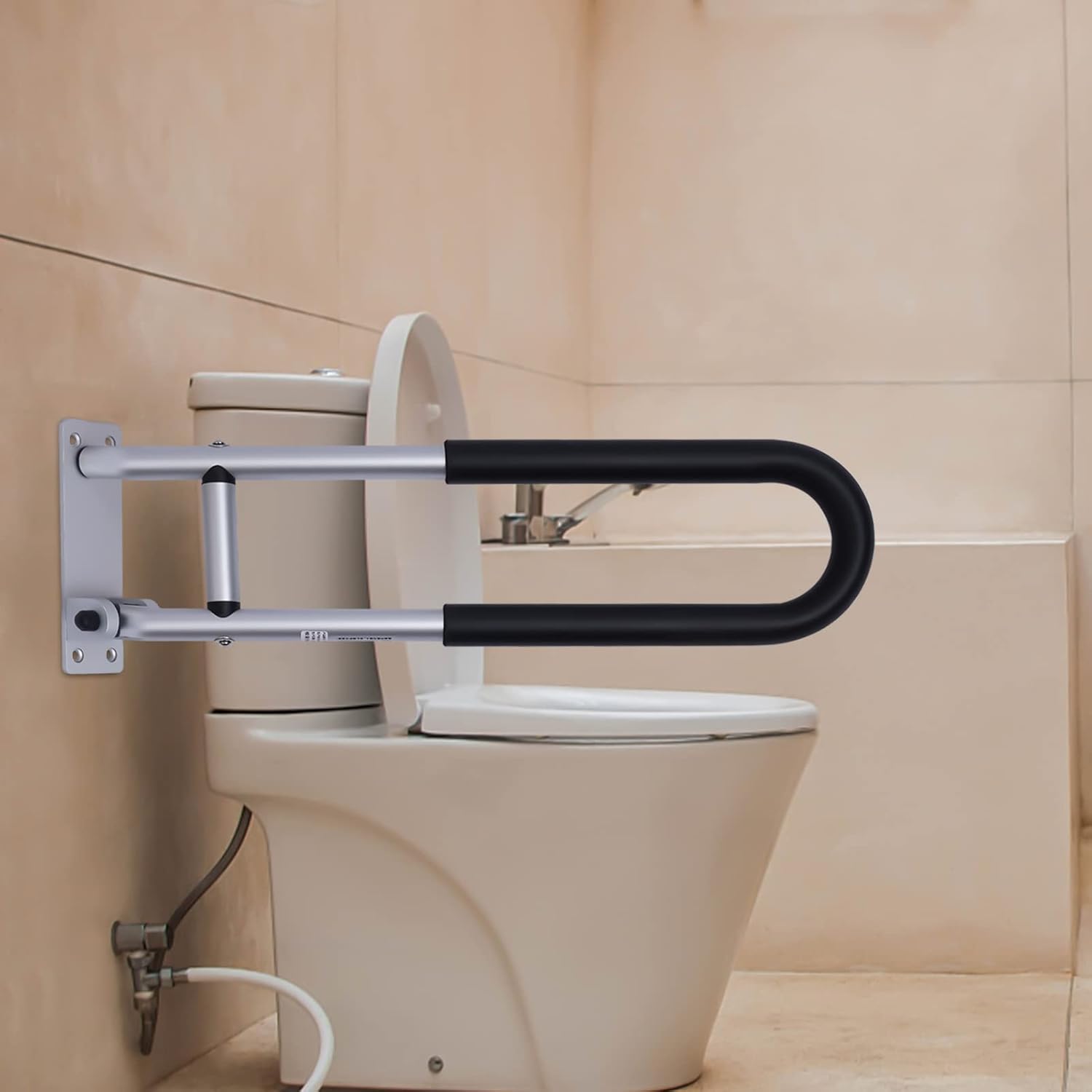 Asidero mural plegable 60cm para WC – Ayuda para levantarse 90° 120kg