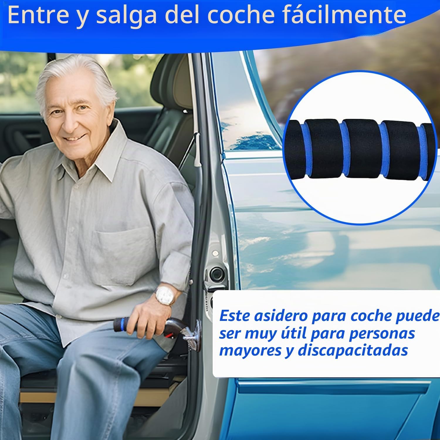 Poignée de voiture pour seniors — Aide à la sortie du véhicule pour personne âgée ou handicapée