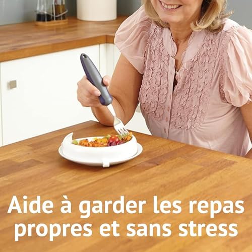 Assiette adaptée Homecraft avec rebord incliné — Aide au repas pour Parkinson et handicaps
