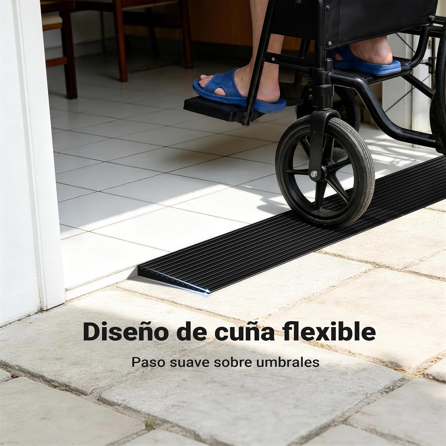 Rampe de seuil en caoutchouc 90 cm — Acces fauteuil roulant et deambulateur, surface antidérapante