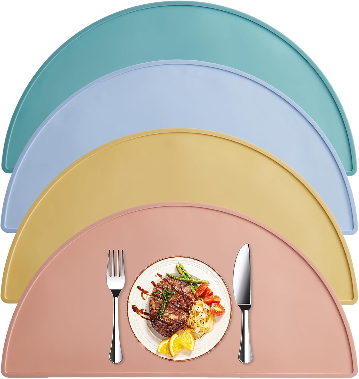 Lot de 4 sets de table en silicone pour enfants — Antidérapants et résistants à la chaleur