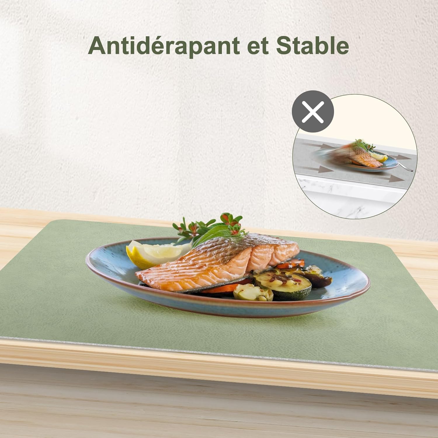 KitchenBoss — Mantel individual lavable antideslizante doble cara con posavasos (6 piezas)