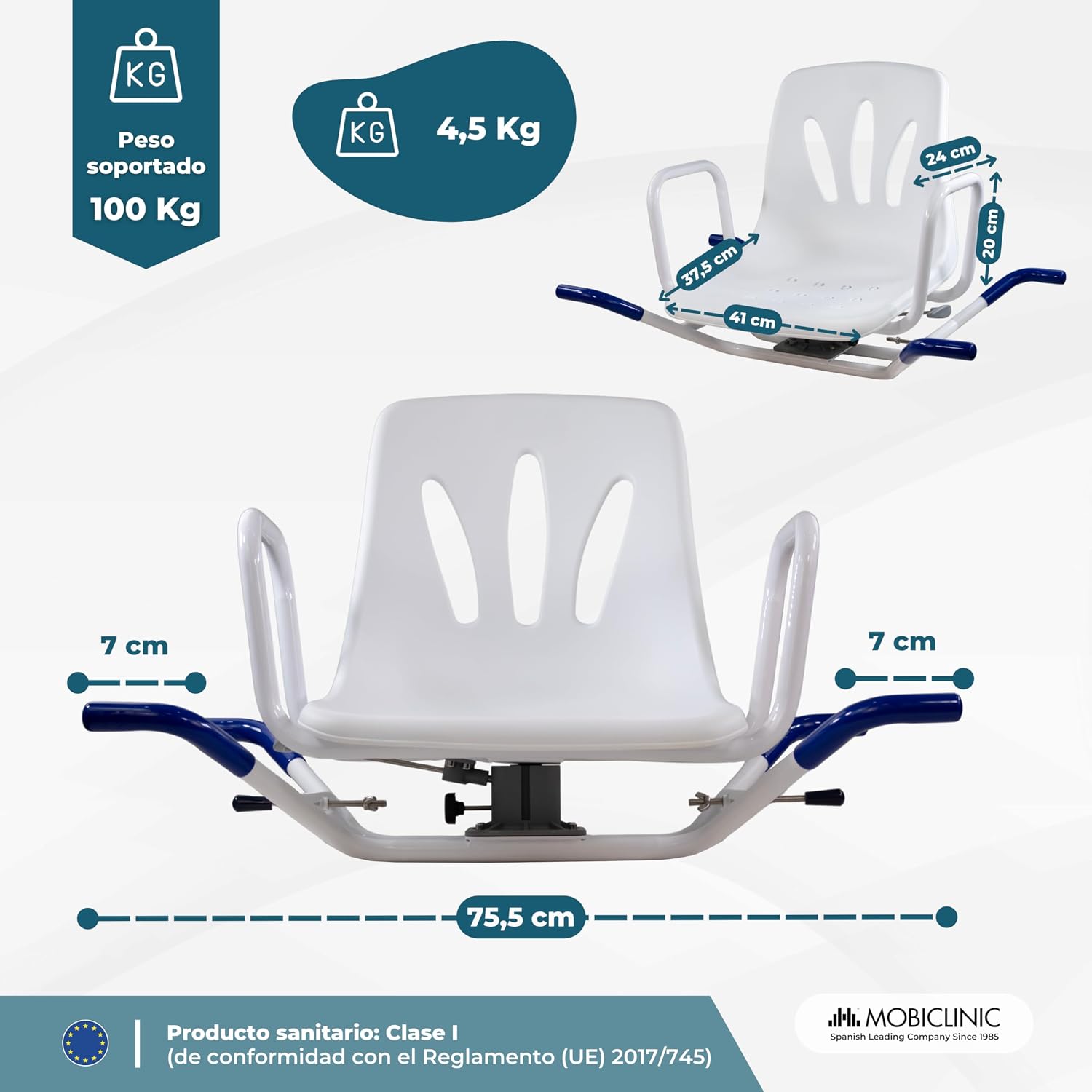 Siege de bain rotatif 360 degres — Solution de douche securisee pour seniors et handicapes